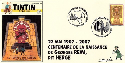 France 2007 fdc carte - fdc, tintin