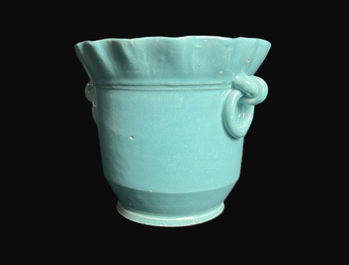 Cache pot céramique turquoise