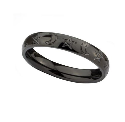 Bague acier noire lune - , et