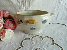 Saucière maigre et gras porcelaine Limoges Mehun décor fleurs des champs 17/10cm
