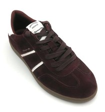Tamaris 23624 Burgundy Suede White Faux Leather Rubber Bottom Sneakers