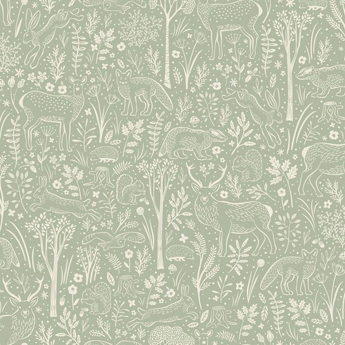 Forêt animaux vert papier - vert,