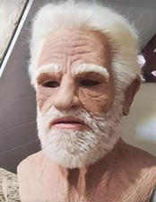 Masque Halloween De Grand Père Vieil Homme Cheveux Blanc Tête De Père En Latex