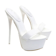 Mule Sexy Cubiste Talon Stiletto 17.5 CM Talons Aiguilles - KH102 V Blanc
