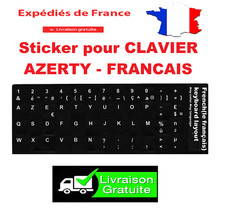 AUTOCOLLANT STICKERS AZERTY POUR CLAVIER PC TOUCHE FRANÇAIS A FOND NOIR