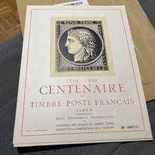 Document Centenaire du timbre poste Français 1849-1949, 27 vignettes, Rare, TTB