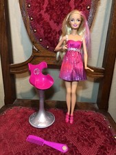 Barbie Loves Glitter Doll Set T3250 Hair Beauty Salon Chair Brush and Doll