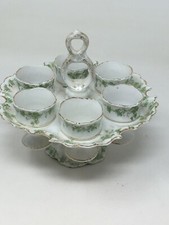 Oeffrier Coquetier Vers 1900 Porcelaine Peinte Raisin Vigne   Porcelain Egg Cup