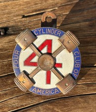 Vintage Four Cylinder Club of America Enamel Car Auto Grill Radiator Badge