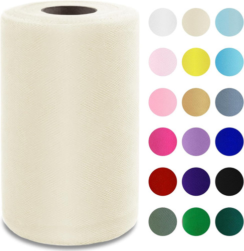 Ivory tulle fabric roll by - tulle,