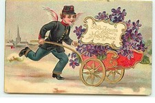 Carte Gaufrée - 365 Jours Heureux - Facteur avec des ailes d'ange poussa - 20630