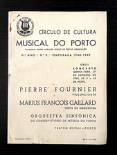 PIERRE FOURNIER - 1949 Concert Program - Haydn, Lalo, Tchaikovsky Concertos!!!