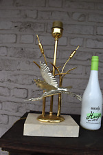 Vintage italian Travertine Gilt Metal Wild Duck Table Lamp  Lanciotto Galeotti