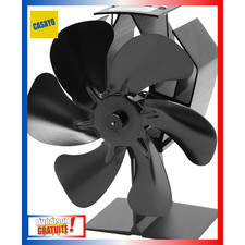 Ventilateur Poêle à Bois 6 Pales + Thermomètre –Éco Énergie Silencieux Chauffage