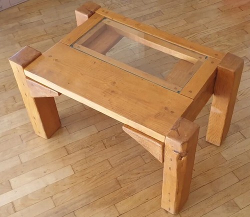Table brutaliste bois - brutaliste,