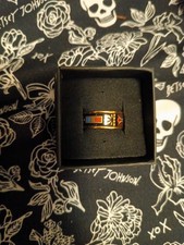 Hermés Multi pattern Enamel Metal Ring Size 7