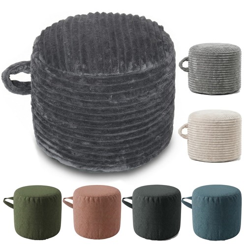 Round stuffed pouf ottoman - round,