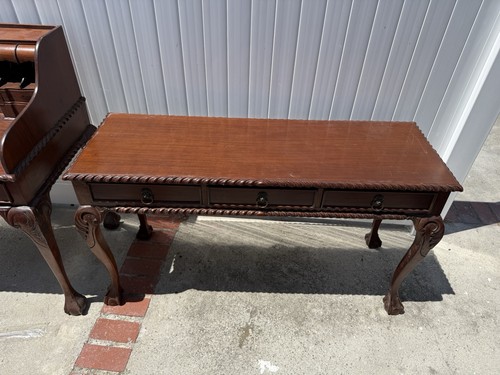 Brown wood console - wood,