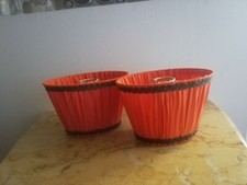 ENSEMBLE 2 PETITS ABATS JOURS VINTAGE ORANGE OVOÏDE. 