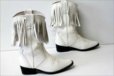 C-COUNTY Mi Bottes à Franges Tout Cuir Blanc T 37 TTBE