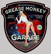 STICKER PINUP GREASE MONKEY GARAGE RETRO AUTOCOLLANT VINTAGE AUTO MOTO PZ049