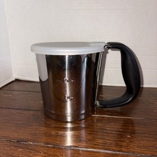 Oxo 3 Cup Good Grips Stainless Steel Flour Sifter Shaker w/ Lid Easy Side 2 Side