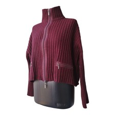 Cardigan Sarah Pacini manches longues fermeture éclair intégrale oversize tri...