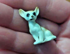 1" Tan & White Chihuahua Dog Miniature Puppy Ceramic Pet Figurine Handpainted 