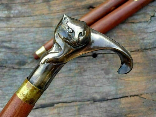 Ancien laiton massif chat - ancien,