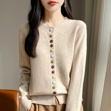 Loose Crew Neck Cardigan Pullover Knitted Sweater