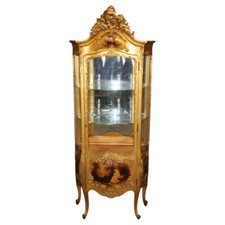 Superb Gilded Vernis Martin French Louis XV Style Painted Vitrine
