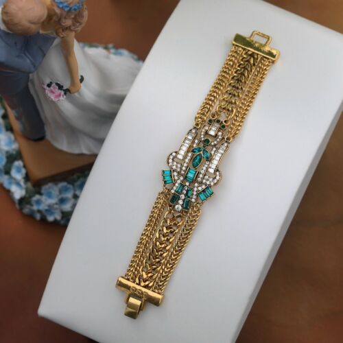 Bracelet doré art deco strass - doré,