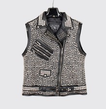 Killstar Overload II Vest Unisex 2XL Black Vegan Leather Studded Biker Moto