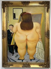 Fernando Botero Oil on Canva signed style of Art Painting (1932 – 2023) Framed