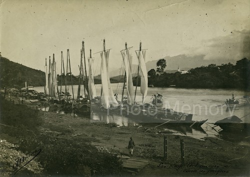 Tonkin jonques dans le port - tonkin, :