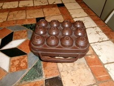 Boite à œuf en plastique vintage MARRON   RÉTRO 12 OEUFS ANNÉE 70