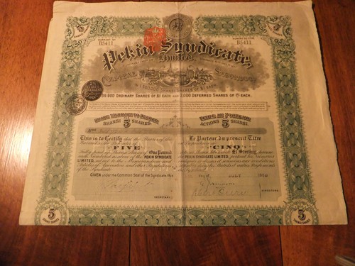 Titre action ancienne pekin - titre/action,