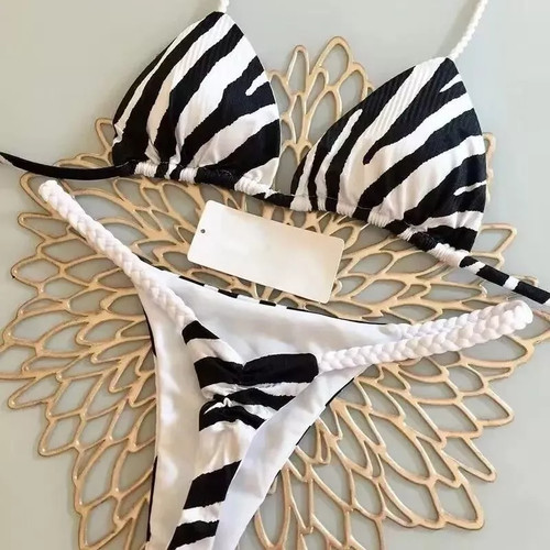Bikini zèbre blanc noir sexy - bikini,