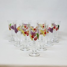 10 Vintage Luminarc Orangeade Cocktail Glasses Multicolored Fruit Decor