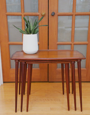 1960s MCM Danish Teak Nesting Surfboard Tables Tapered Leg Quistgaard Nissen Era