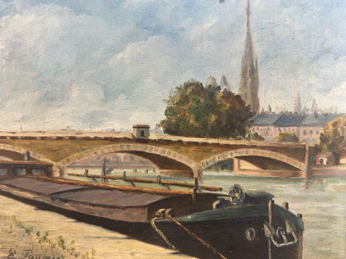 Huile sur toile signée vue - sur,
