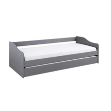 CANTARI - Lit Gigogne 90x200cm en Pin Massif Coloris Gris