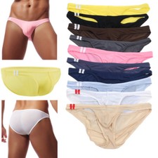 1PC/4PC Men Low Waist Briefs Underwear Ice Silk Men Thong Lingerie G-String M-XL
