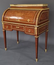 Secrétaire à Cylindre De Style Louis XVI En Marquèterie Et Bronze Doré