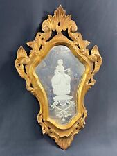 Venetian Eglomized Mirror with Elegant Carved Gilded Wood Frame 19th Century