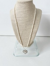 Genuine Biwi Pearl Necklace & Sterling Silver Heart Pendant White 24"