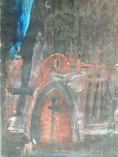 beautiful oil painting on canvas marouflaged cardboard Chinese painter China Hul Hai