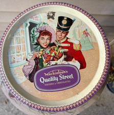 Vtg Round Mackintosh's Quality Street Toffees & Chocolates Candy Advertising Tin