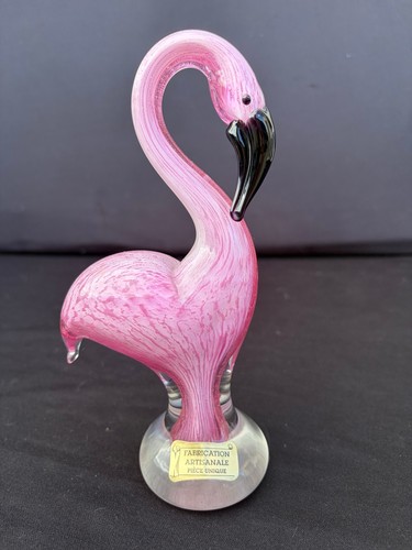 Figurine flamant rose verre - figurine, en