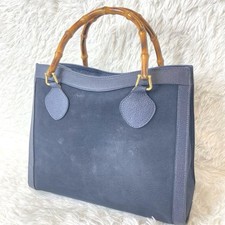 GUCCI Handbag Diana Bamboo Suede Navy No sticky Women Authentic From Japan